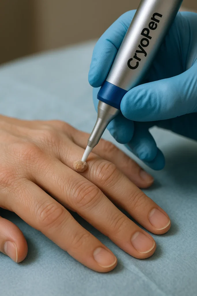 example of cryopen wart removal Sunbury treatment on a persons finger