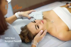 Woman having Hi-Fu to reduce wrinkles Sunbury.