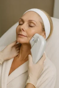 Woman receiving HIFU non surgical facelift treatment Sunbury