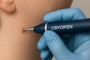 Person receiving skin tag removal Sunbury
