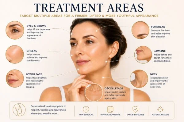Areas of treatment for the ultimate lift tighten treatment Sunbury
